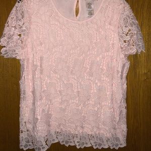 Philosophy petal pink lace over lay top